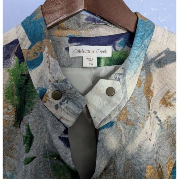 Coldwater Creek 18W Floral Print Blazer Jacket Floral Art to Wear - Picture 3 of 16